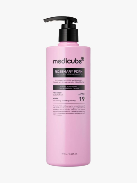 Medicube Rosemary PDRN Clarifying Thickening Shampoo in branded component on a light gray background